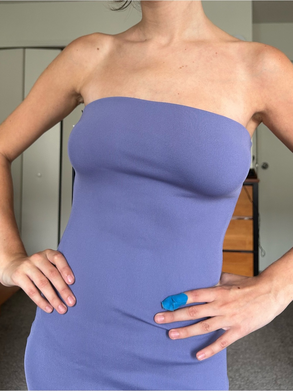 Aritzia Strapless Ribbed Bodycon Dress in Lavender